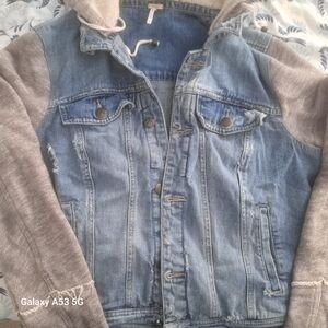 Free People Blue and Gray Jean Jacket